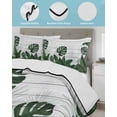 thumbnail image 4 of Quilts Twin Size Bedding Set, Palm Leaves Lightweight Quilted Comforter, Tropical Botanical Leaf Summer Wooden Gray Soft Reversible Bedspread Coverlet with Pillow Covers for All Season, 68" x 86", 4 of 7
