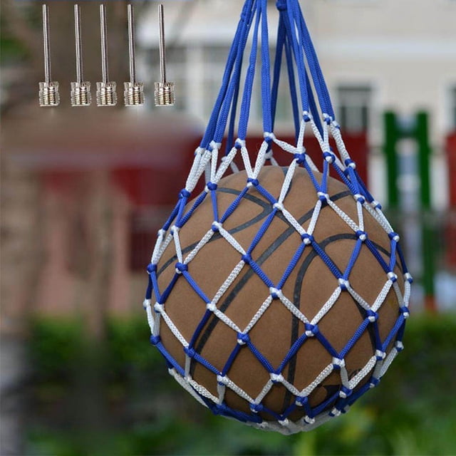 Sac en Filet pour Ballon de Basketball Multifonctionnel Sac de Transport Multifonctionnel pour Football Rangement en Filet Support Filet Bleu Blanc