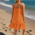 thumbnail image 4 of Women's Spaghetti Straps Ruffle Mini Dress Scoop Neck Sleeveless Babydoll Short Dress Flowy Summer Beach Dresses Orange XL, 4 of 4