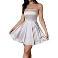 thumbnail image 3 of Women'S Summer Party Tube Top Dress Cocktail Dress Tube Ruffle Ruffle Mini Dress Champagne S, 3 of 9
