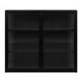 thumbnail image 4 of Glavbiku Modern 2 Glass Doors Metal Wall Cabinet with 3 Tier Storage for Living Room,Black,27.56"L, 4 of 12