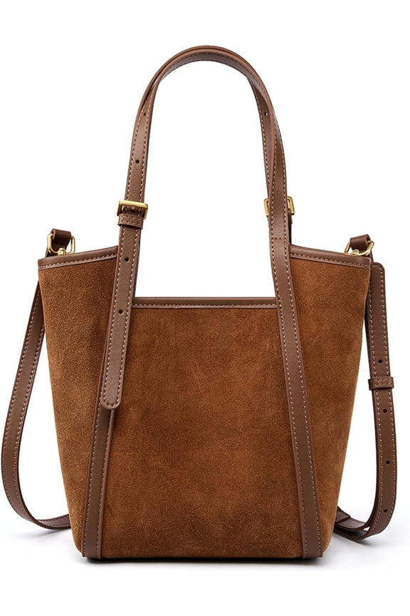 Suede Tote Bag for Women Genuine Leather Vintage Top Handle Satchel Bag Large Shopper Shoulder Bag Work Handbag Purse