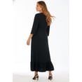 thumbnail image 2 of Roaman's Women's Plus Size Stretch Knit Faux Wrap Flounce Sleeve Midi Dress, 2 of 3
