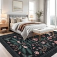 thumbnail image 3 of Garvee 5'x7' Floral Area Rug Geometric Bordered Carpet, Butterfly Printed Rug Washable Non Slip Rug for Living Room Bedroom Farmhouse, Black, 3 of 8