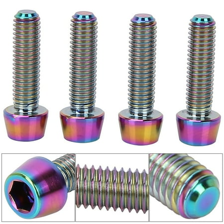 YLSHRF 4pcs M5*18mm Bicycle Titanium Alloy Tapered Bolts Mountain Bike Stem Fixed Screws, Bike Screw, Bike Bolts