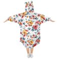 thumbnail image 2 of Dailycode Wearable Blanket Hoodie Oversized Sherpa Flannel Blankets with Pocket for 3-14 Year Old Colorful Flower with Leaves, 2 of 7