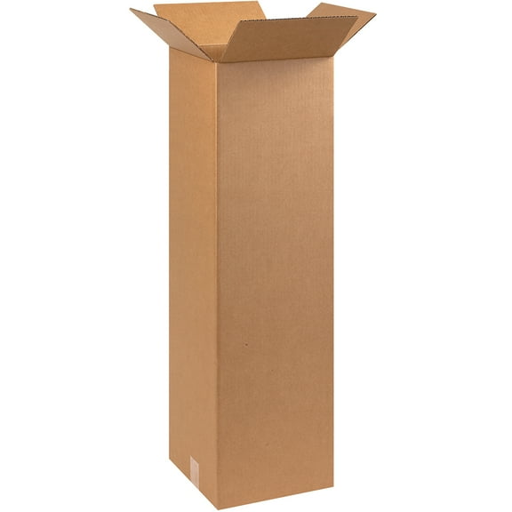 The Packaging Wholesalers Tall Corrugated Boxes 10" x 10" x 36" Kraft 25/Bundle BS101036