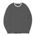 thumbnail image 6 of Men's Long Sleeve Striped T-Shirts Crew Neck Jersey Knit Top Classic Horizontal Stripe Regular Fit Pullover Soft Stretch Breathable Tee Casual Daily Wear Pajama, 6 of 6