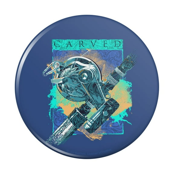 Carved Marlin Sailfish Fishing Reel Pinback Button Pin