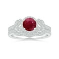 thumbnail image 4 of ANGARA Natural Aeon Vintage Style 1 ct Ruby Halo Leaf & Vine Engagement Ring with Milgrain in 14K White Gold for Women (Size-6mm) | July Birthstone Jewelry for Her | Natural Ruby Rings, 4 of 10