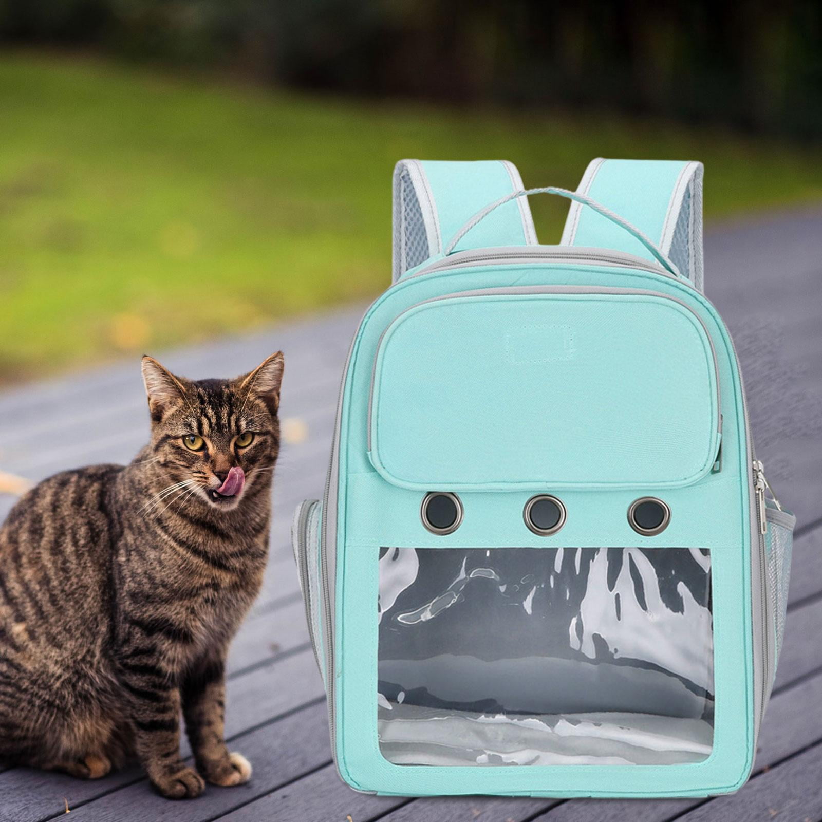 Cat Backpack Carrier Pet Hiking Backpack for Small Medium Dogs Cats Oxford Cloth Clear Window Carrying Bag for Camping