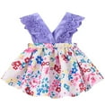 thumbnail image 2 of JUoaLXG Baby Girls Casual Dresses Summer Sleeveless Floral Print Crawl Suit Headband 3 To 27 Months Dress Daily-Wear,Purple,0-6 Months, 2 of 3
