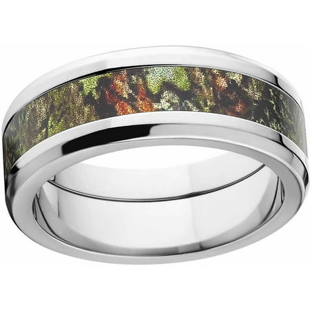 Obsession Men's Camo 8mm Stainless Steel Wedding Band with Polished Edges and Deluxe Comfort Fit