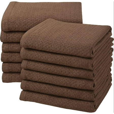

Cotton Kitchen Towels - Waffle Weave Set of 12 Dish Cloth Set 100% Combed Cotton Dish Towels for Kitchen 16 x 24 Inches Soft and Absorbent Tea Towels & Bar Towels by (Brown)