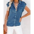 thumbnail image 3 of utcoco Women's Sleeveless Jean Shirts Casual Loose Denim Button Down Tops, 3 of 4