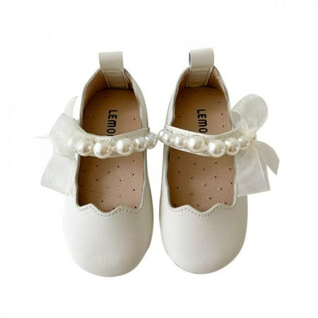 

Girls Pearl Shoes For Children Princess Lovely Bow Soft Sole Baby Shoes