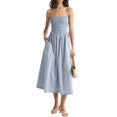 thumbnail image 2 of Jaimenalin Women'S Summer Midi Dresses Plaid Sleeveless Spaghetti Strap Smocked Tiered Beach Sundress Pockets Blue XS, 2 of 7