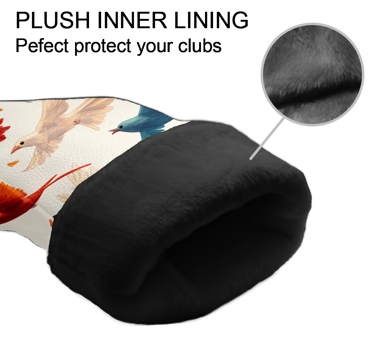 Golf Club Covers PU Leather Waterproof Head Covers for Fairway Woods Hybrids Colorful Pigeons