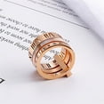 thumbnail image 2 of PAMTIER Women's Stainless Steel Roman Numerals 3 in 1 Ring White Shell Inlay Rotatable Trinity Wedding Band Rose Gold Size 9.75, 2 of 4