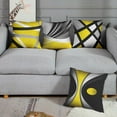 thumbnail image 4 of Set of 4 Yellow Throw Pillow Covers Modern Abstract Black Grey Stripes Gray White Acrylic Bold Decorative Pillow Cases Home Decor Square 20x20 Inches Pillowcases, 4 of 6
