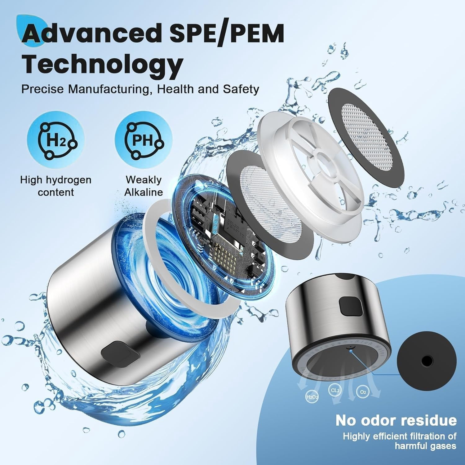 LC-dolida Hydrogen Water Bottle, 460ml Portable SPE/PEM Tech Hydrogen Water Machine with LED Light, 1800PPB Hydrogen Concentration for Home Office Gym Travel (Silver)