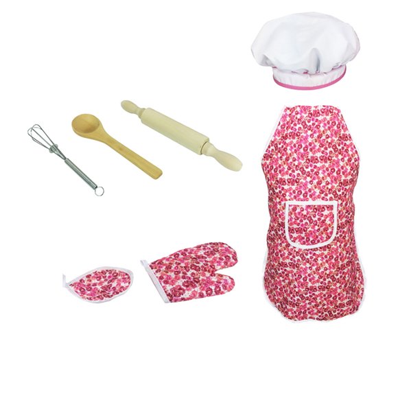 MVRLSH Clearance! 7pcs Play Set Role Pretend And Kit Baking Cooking Costume Kids Kitchen Apron Hat Education