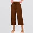 thumbnail image 5 of VV AVEORS Capri Pants For Women Wide Leg Summer Capris Pant Palazzo Loose Fit Casual Flowy Cotton Linen Trousers With Pockets Trendy Coffee M, 5 of 5