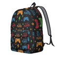 thumbnail image 2 of Game Controller Black Pattern Backpack for School, Cute School Bag with Adjustable Shoulder Straps and Padded Back, 15.7"x11.8"x5.5", 2 of 5