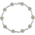 thumbnail image 4 of Sterling Silver Rhodium-Plated Floral Peridot Bracelet (7.5 X 7.83) Made In China qx982pe, 4 of 5