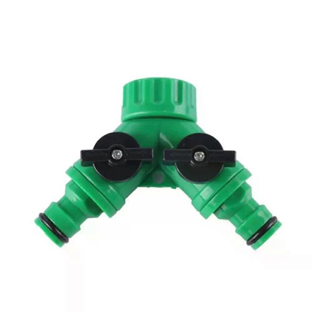 2-way Y Type G3 / 4 Garden Water Pipe Outlet Quick Connector With Switch Drip Irrigation System Valve Irrigation Adapter
