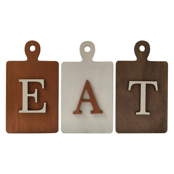 Yesbay Wooden Eat Sign Set Cutting Board Kitchen Decor Sign Rustic Wall Art Eat Sign for Home Dining Room Restaurant Coffee Shop