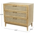 thumbnail image 4 of DecMode 36" x 32" Light Brown Wood 3 Drawer Chest with Beige Rattan Drawers and Gold Handles, 1-Piece, 4 of 15