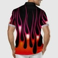 thumbnail image 4 of Lapel Color Flame 3D Print Shirt Short Sleeve Shirt Men's Casual Half Sleeve Cardigan Shirt XXS-4XL, 4 of 4