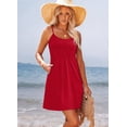 thumbnail image 5 of Summer Dresses for Women Adjustable Spaghetti Strap Beach Vacation Casual Cute Sundresses with Pockets Red XL, 5 of 7