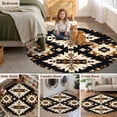 thumbnail image 6 of Southwestern Aztec Round Area&nbsp;Rug 3.3ft Retro National Style Brown Abstract Non-Slip&nbsp;Washable Circle Rugs Soft Felt Indoor Floor Mat for Bedroom Kitchen Living Room Bathroom, 6 of 9