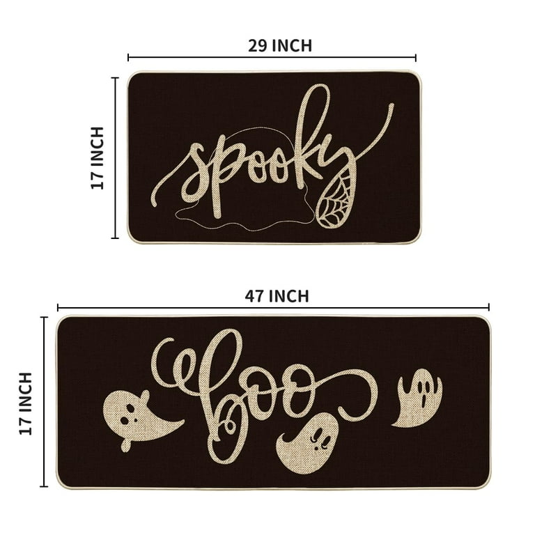 Ghosts Boo Halloween Kitchen Mat Set Of 2 Halloween Kitchen Rug Black