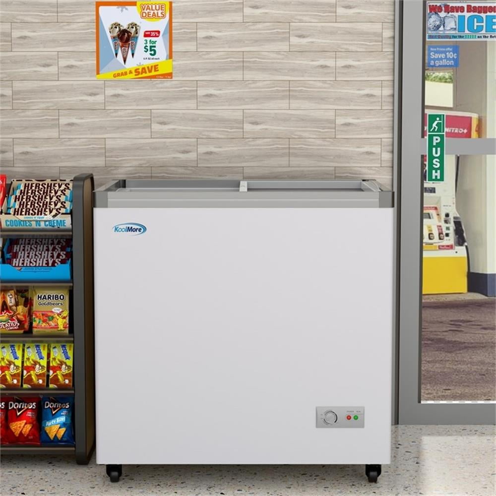Pemberly Row 33" Flat Top Ice Cream Display Freezer 7 cu. ft. Capacity in White