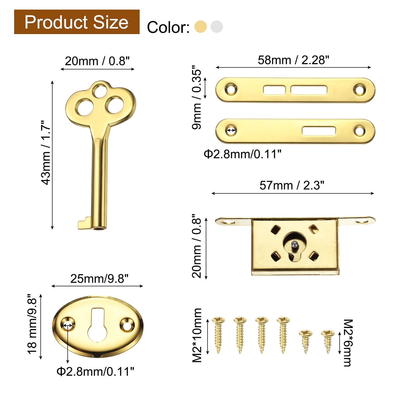 Unique Bargains Vintage Full Mortise Mini Locks Silver