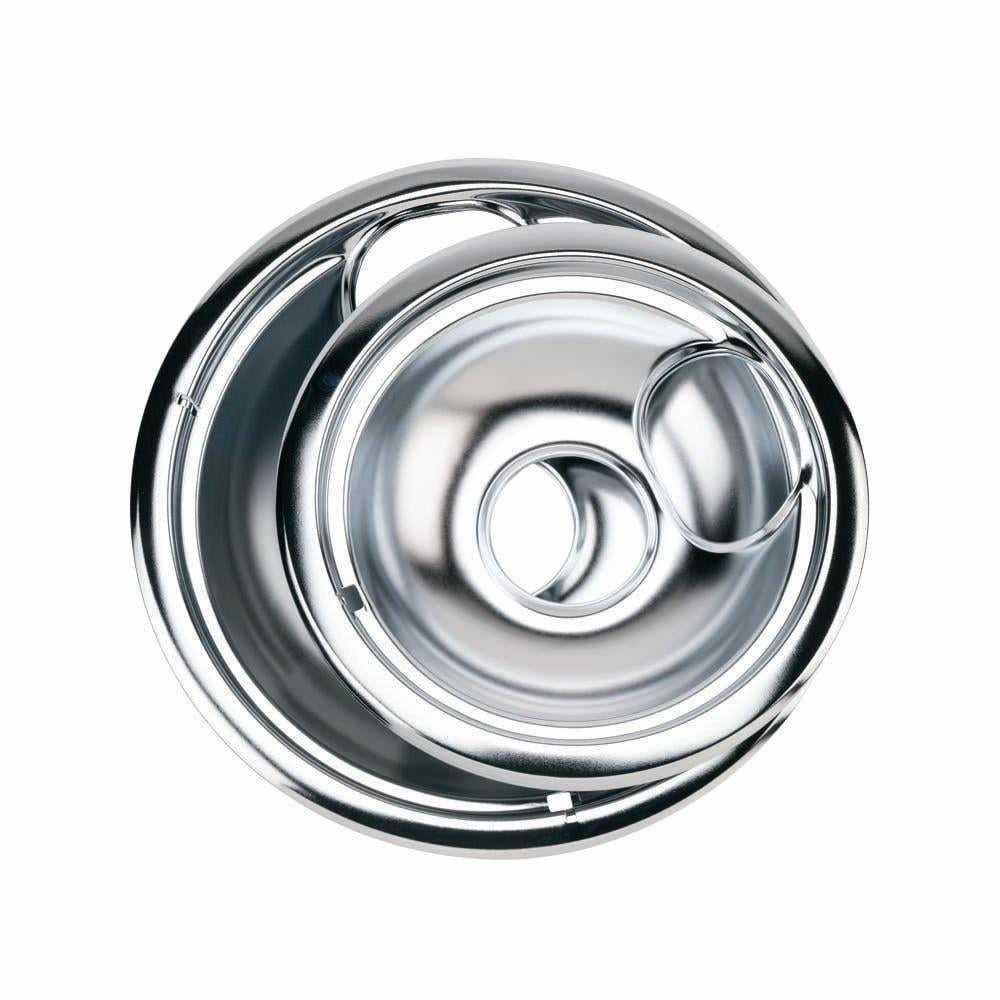 GE Appliances Drip Pans, Chrome, Stainless Steel, for Electric Ranges, 4-Pack