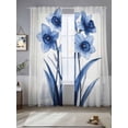 thumbnail image 2 of Watercolor Wildflowers Sheer Curtains 84 Inch Length 2 Panels Set, Blue Floral Spring Vintage Voile Window Treatment Rod Pocket Curtains Sheers Drapes for Bedroom/Living Room/Kitchen 52"x84"x2, 2 of 7