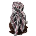 thumbnail image 3 of Weikingp Clearance! Silk Scarf, Women Casual Scarf Silk Flower Printed Silk Scarf Printing Square Scarf Turban, Grey, 3 of 3