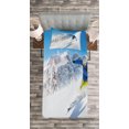 thumbnail image 3 of Ambesonne Winter Quilted Bedspread Set 2 Pcs, Skiing Extreme Sports, Twin Size, Blue White Yellow, 3 of 3