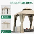thumbnail image 4 of LazySunsets 8'x 8' Patio Gazebo Double Roof Protection All-Weather Outdoor Shelter Features Insect Screens for Backyard, Lawn, (Beige), 4 of 9