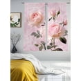 thumbnail image 3 of Romantic Pink Roses Sheer Curtains 63 Inch Length 2 Panels Set, Watercolor Botanical Floral Voile Window Treatment Rod Pocket Curtains Sheers Drapes for Bedroom/Living Room/Kitchen 52x"63"x2, 3 of 7
