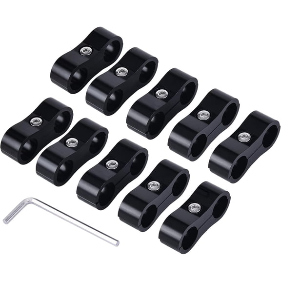 6AN Hose Separator Clamp, AN6 Fuel Line Mounting Clamp Aluminum Black 10PCS