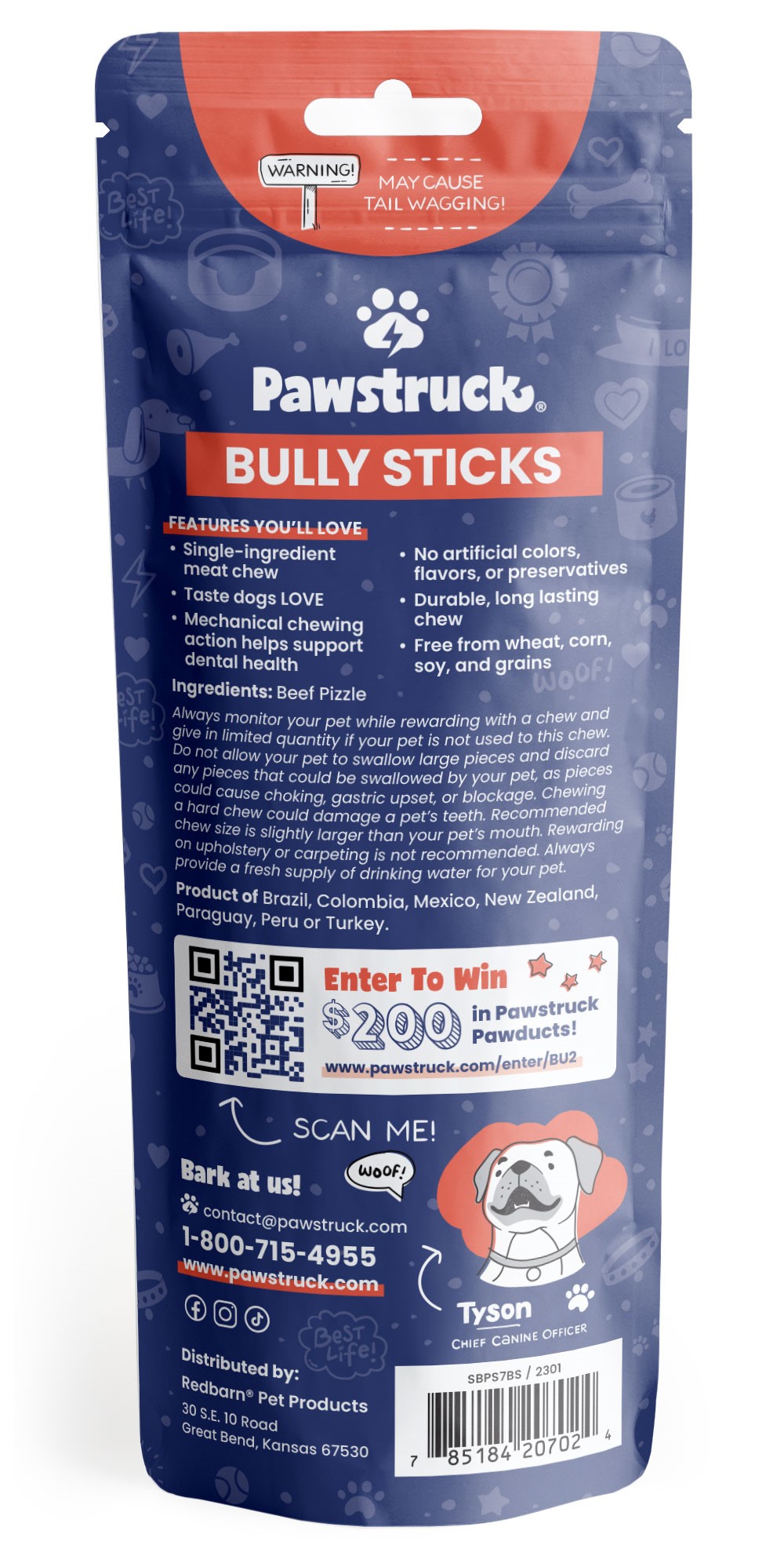Pawstruck Natural Bully Sticks Dog Chew, 7 inch (3 Pack) photo 2