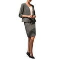 thumbnail image 4 of INSPIRE CHIC Women's 2 Piece Set Business Suit Pencil Skirt Collarless Work Blazer S Grey, 4 of 5