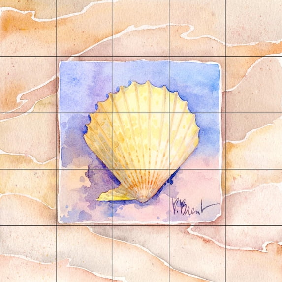 Tile Mural Bathroom Backsplash - Summer Scallop - by Paul Brent