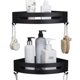 thumbnail image 1 of 2-pack self-adhesive shower shelf without drilling, wall mounted, with 4 hooks (black), 1 of 5