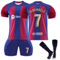 thumbnail image 2 of GZSL 2324 Barcelona Home Football Training Kit, Number # 7 Soccer Jerseys & Tops, Colorful Short-Sleeve Adult Football Jersey with Gold Lettering Three-Piece Set/XS, 2 of 7